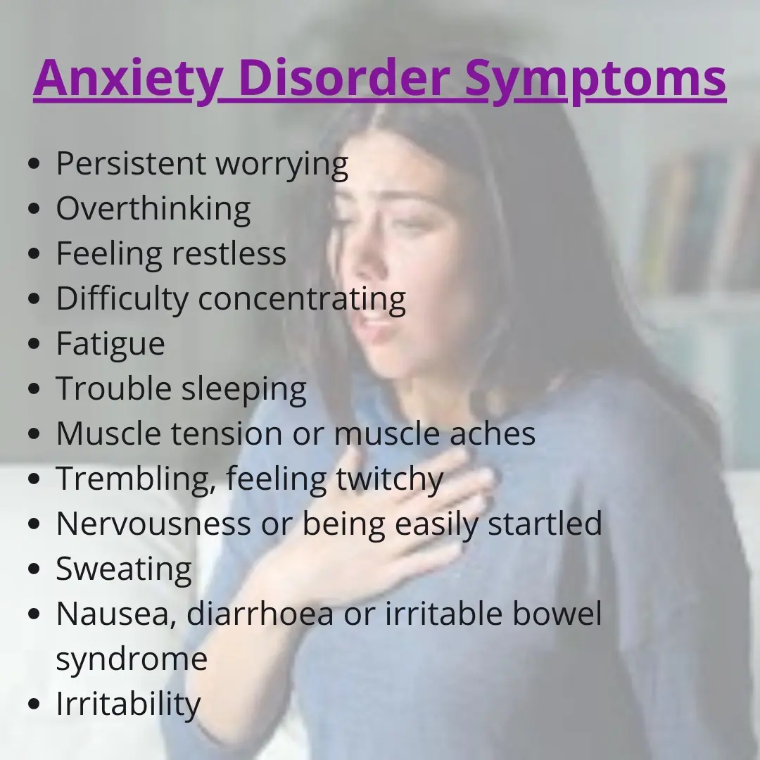 Text overlay on image: 'Anxiety Disorder Symptoms'