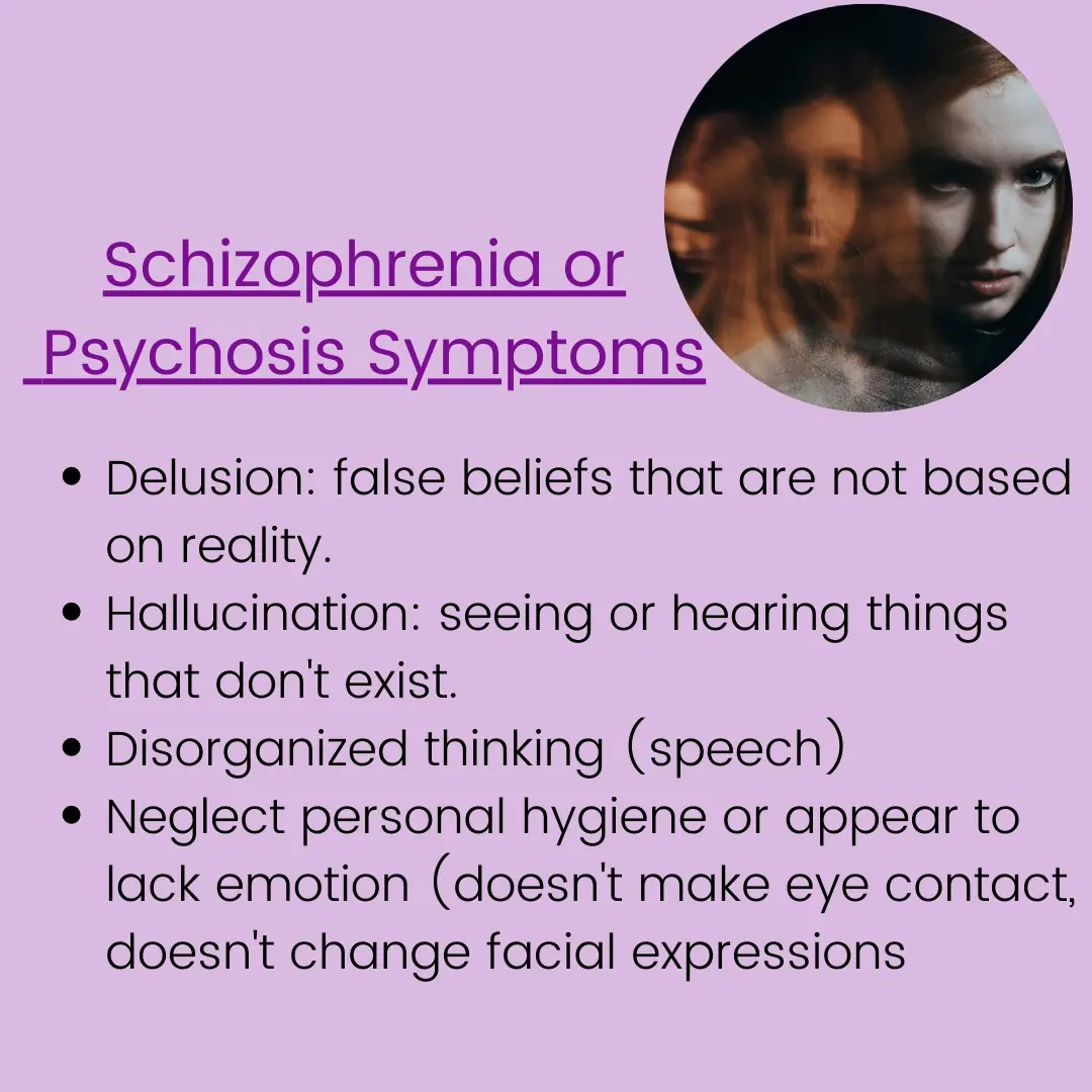 Text overlay on image: 'Schizophrenia or Psychosis Symptoms'
