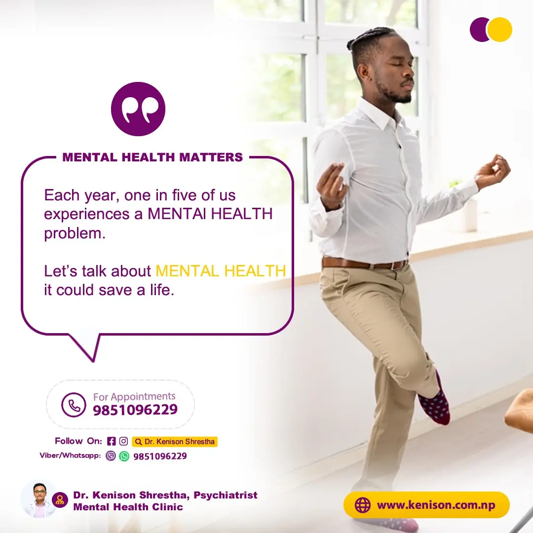Image showing statistics about mental health with title 'Mental Health Matters'